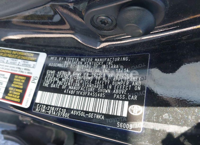 Photo 9 of 2015 Toyota Camry LE (VIN 4T4BF1FK9FR455485)