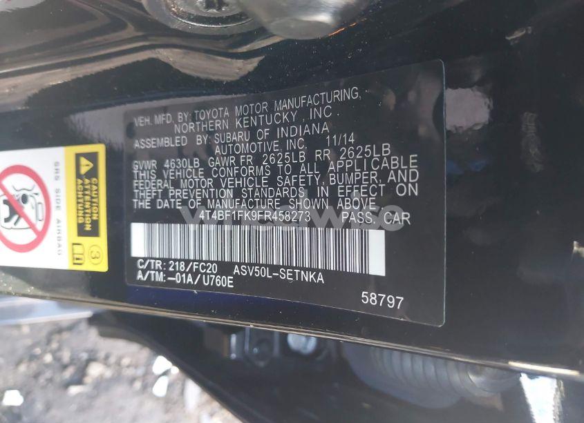 Photo 9 of 2015 Toyota Camry LE (VIN 4T4BF1FK9FR458273)