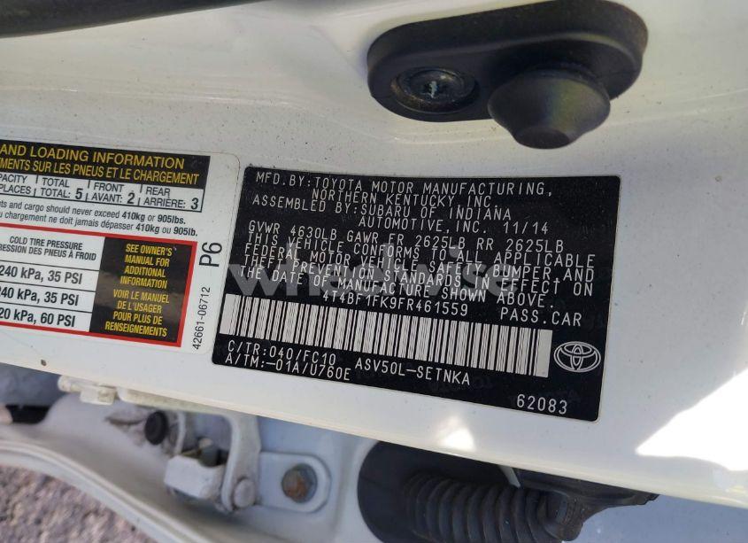 Photo 9 of 2015 Toyota Camry LE (VIN 4T4BF1FK9FR461559)