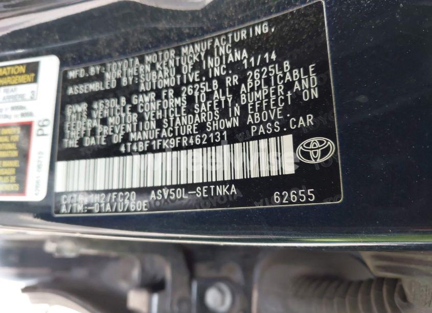 Photo 9 of 2015 Toyota Camry LE (VIN 4T4BF1FK9FR462131)