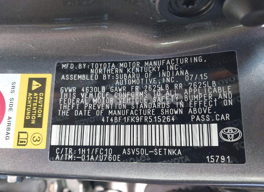 Photo 9 of 2015 Toyota Camry LE (VIN 4T4BF1FK9FR515264)