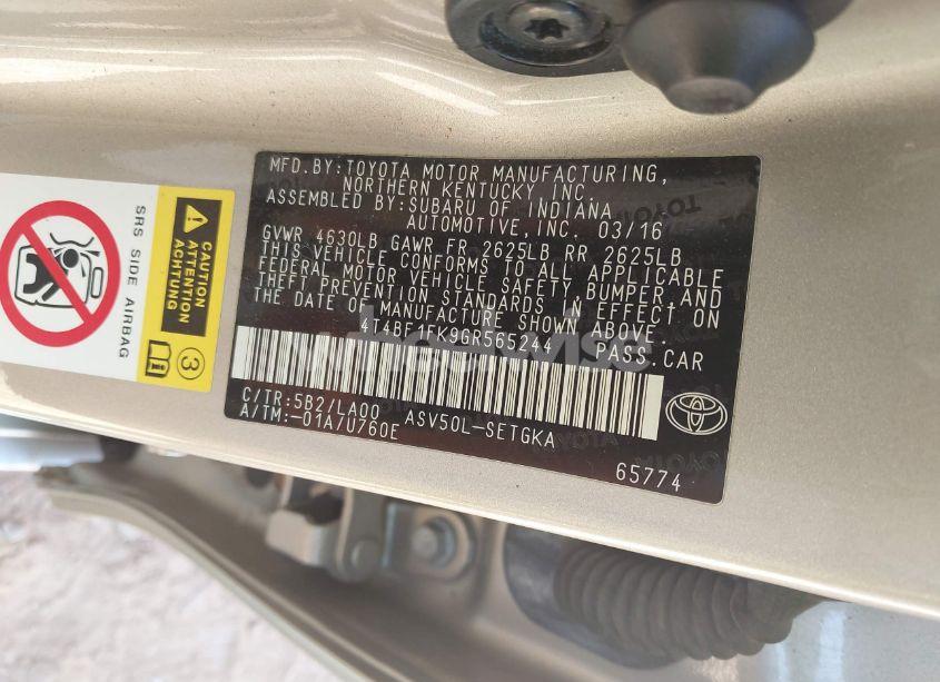 Photo 9 of 2016 Toyota Camry XLE (VIN 4T4BF1FK9GR565244)