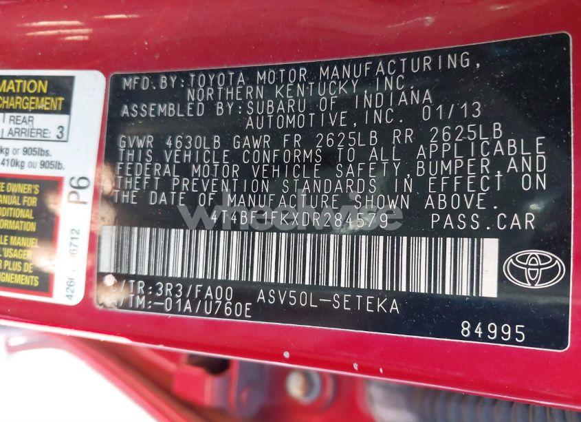 Photo 9 of 2013 Toyota Camry L (VIN 4T4BF1FKXDR284579)