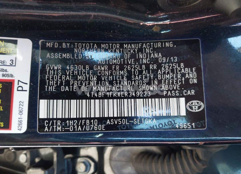 Photo 9 of 2014 Toyota Camry XLE (VIN 4T4BF1FKXER349223)