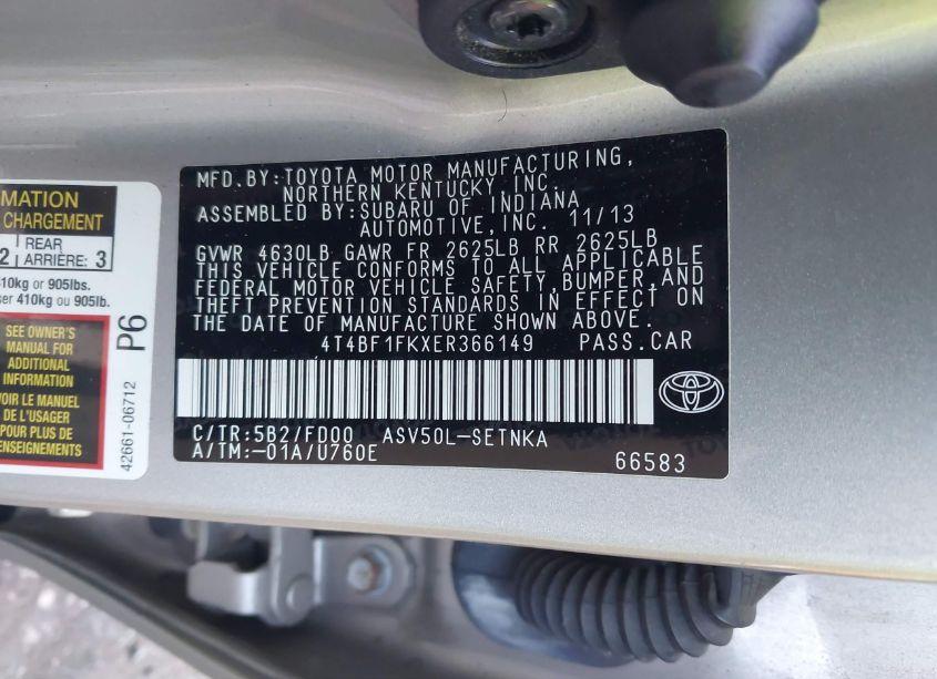 Photo 9 of 2014 Toyota Camry LE (VIN 4T4BF1FKXER366149)