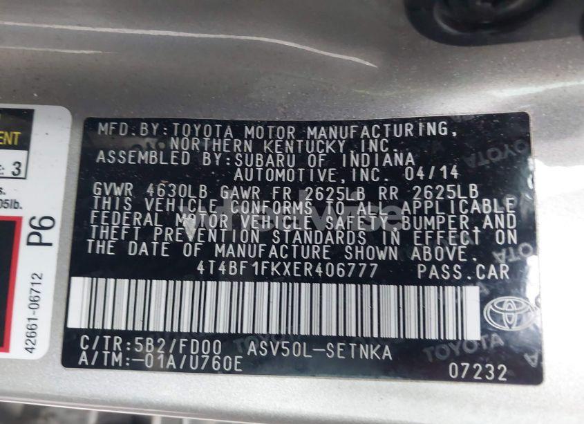 Photo 9 of 2014 Toyota Camry LE (VIN 4T4BF1FKXER406777)