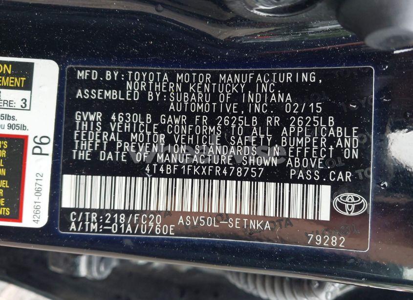 Photo 9 of 2015 Toyota Camry LE (VIN 4T4BF1FKXFR478757)