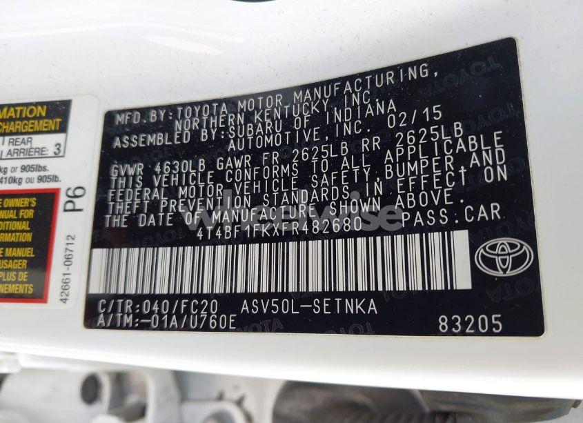Photo 9 of 2015 Toyota Camry LE (VIN 4T4BF1FKXFR482680)