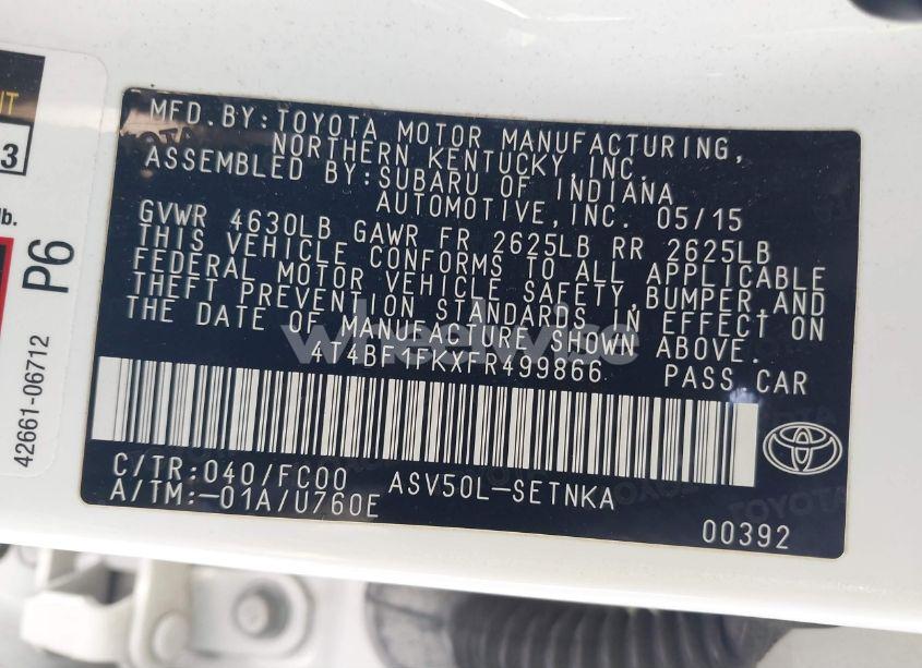 Photo 9 of 2015 Toyota Camry LE (VIN 4T4BF1FKXFR499866)