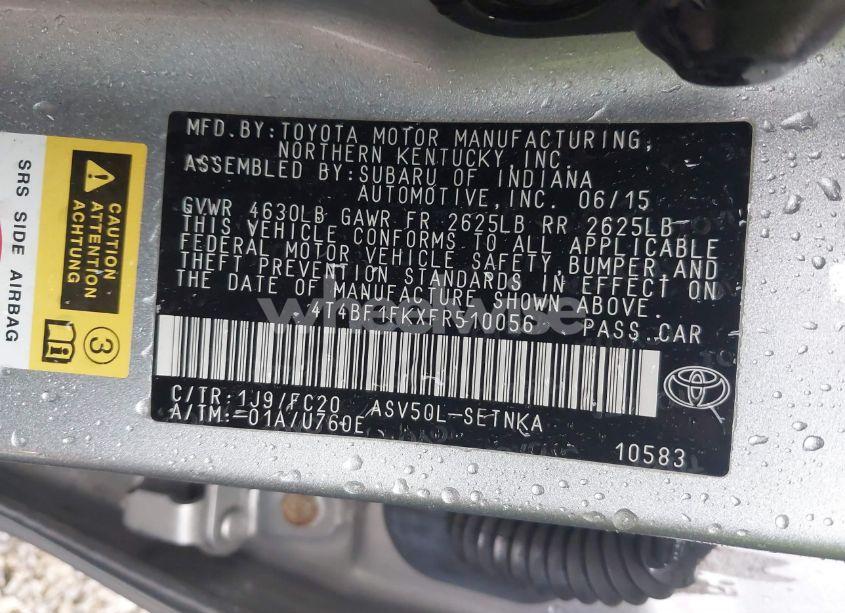 Photo 9 of 2015 Toyota Camry LE (VIN 4T4BF1FKXFR510056)