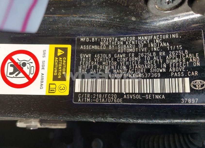 Photo 9 of 2016 Toyota Camry LE (VIN 4T4BF1FKXGR537369)