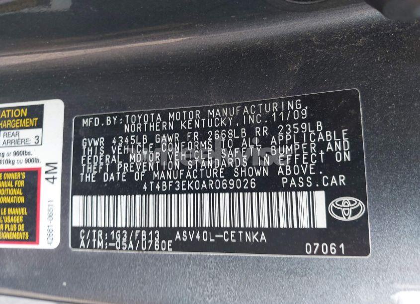 Photo 9 of 2010 Toyota Camry LE (VIN 4T4BF3EK0AR069026)