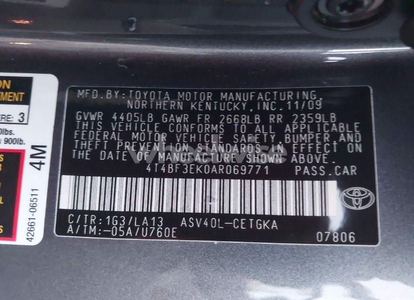 Photo 9 of 2010 Toyota Camry XLE (VIN 4T4BF3EK0AR069771)