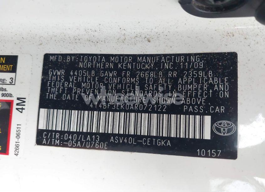 Photo 9 of 2010 Toyota Camry XLE (VIN 4T4BF3EK0AR072122)
