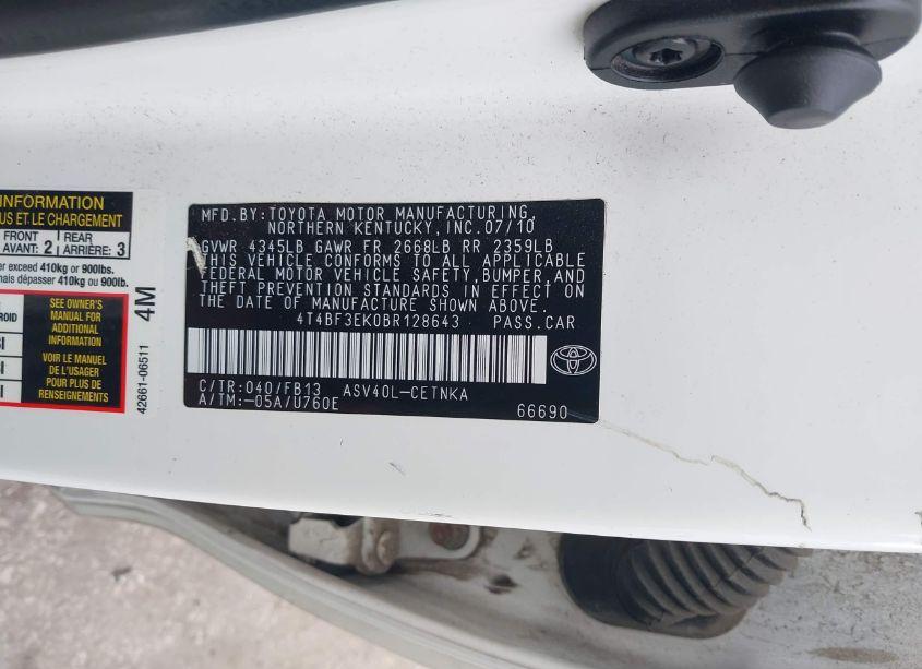 Photo 9 of 2011 Toyota Camry LE (VIN 4T4BF3EK0BR128643)