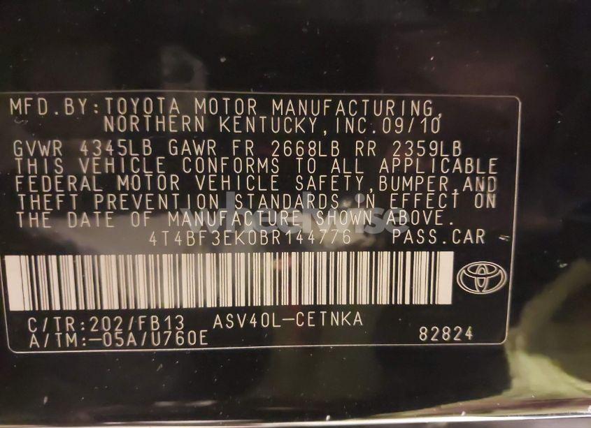 Photo 9 of 2011 Toyota Camry LE (VIN 4T4BF3EK0BR144776)