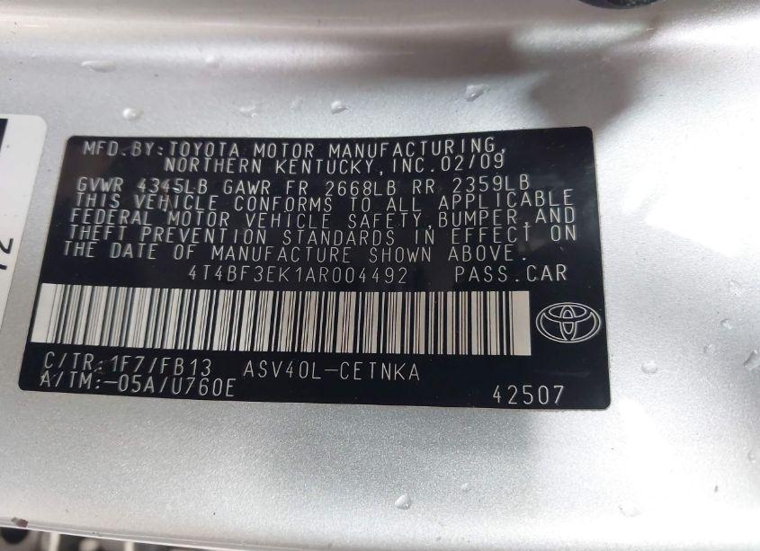 Photo 9 of 2010 Toyota Camry LE (VIN 4T4BF3EK1AR004492)