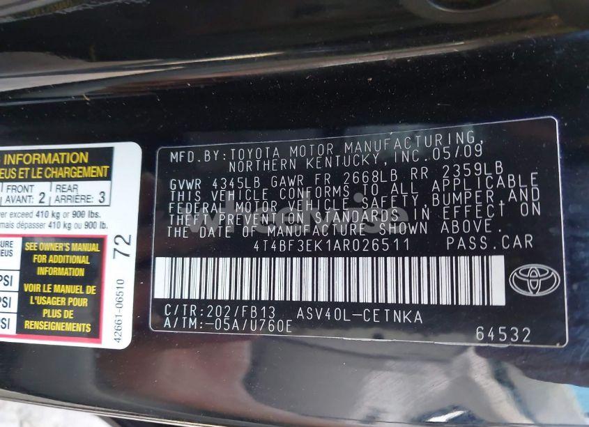 Photo 9 of 2010 Toyota Camry LE (VIN 4T4BF3EK1AR026511)