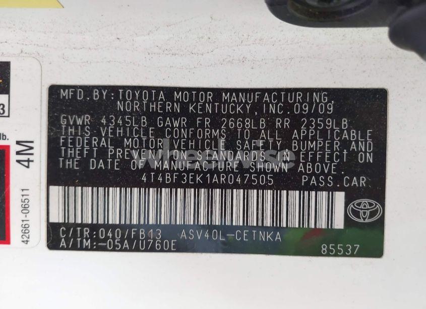 Photo 9 of 2010 Toyota Camry LE (VIN 4T4BF3EK1AR047505)