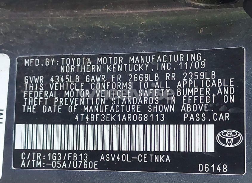 Photo 9 of 2010 Toyota Camry LE (VIN 4T4BF3EK1AR068113)