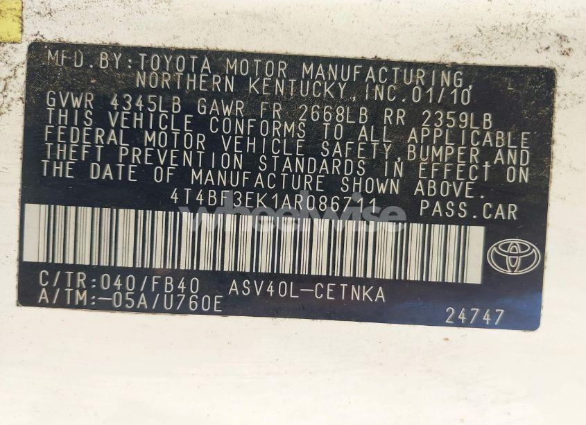 Photo 9 of 2010 Toyota Camry LE (VIN 4T4BF3EK1AR086711)