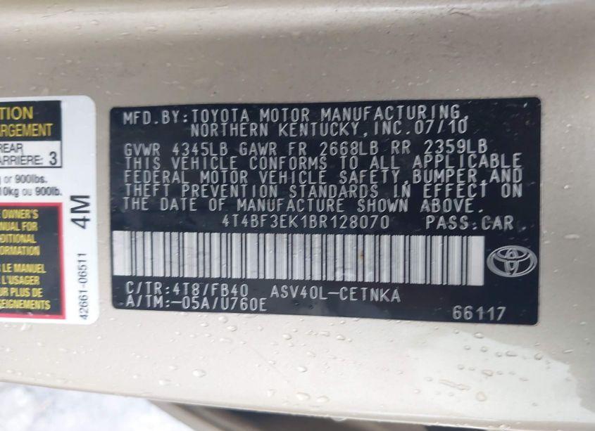 Photo 9 of 2011 Toyota Camry LE (VIN 4T4BF3EK1BR128070)