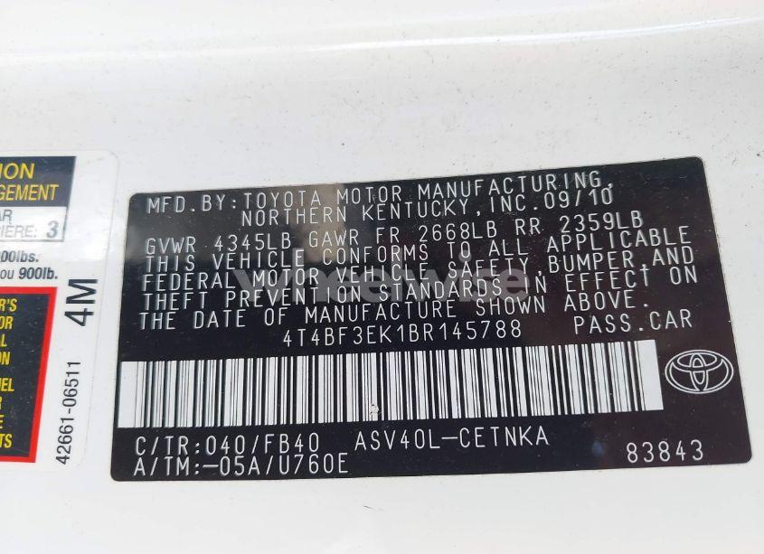 Photo 9 of 2011 Toyota Camry LE (VIN 4T4BF3EK1BR145788)