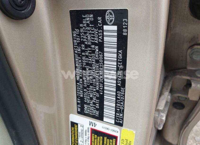 Photo 9 of 2011 Toyota Camry XLE (VIN 4T4BF3EK1BR150067)