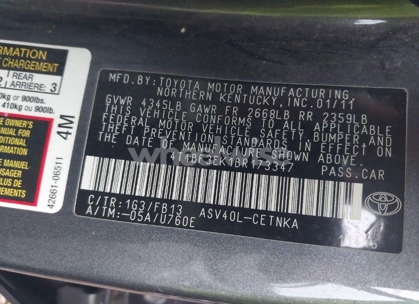 Photo 9 of 2011 Toyota Camry LE (VIN 4T4BF3EK1BR173347)