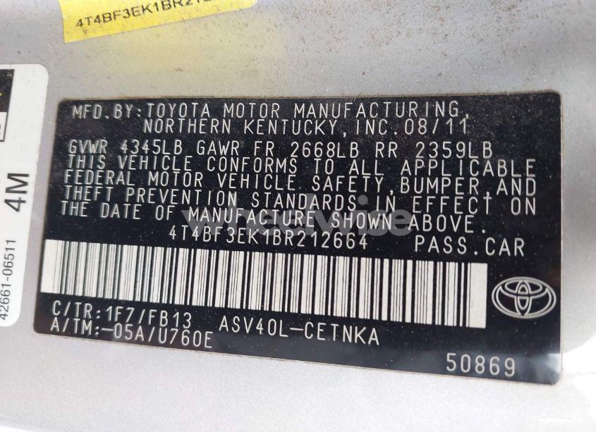 Photo 9 of 2011 Toyota Camry (VIN 4T4BF3EK1BR212664)