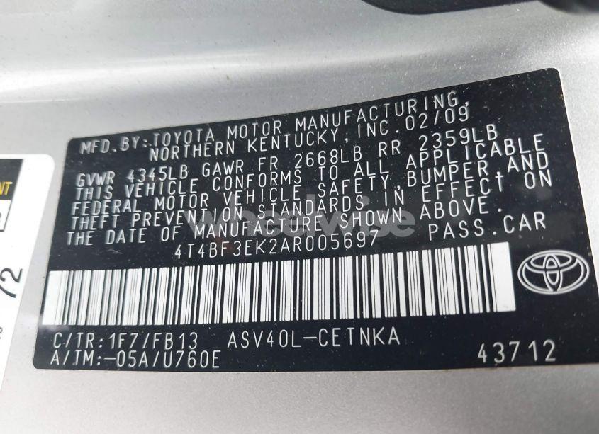 Photo 9 of 2010 Toyota Camry LE (VIN 4T4BF3EK2AR005697)