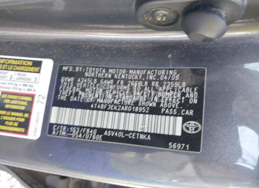 Photo 9 of 2010 Toyota Camry LE (VIN 4T4BF3EK2AR018952)