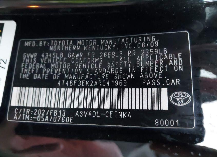 Photo 9 of 2010 Toyota Camry LE (VIN 4T4BF3EK2AR041969)