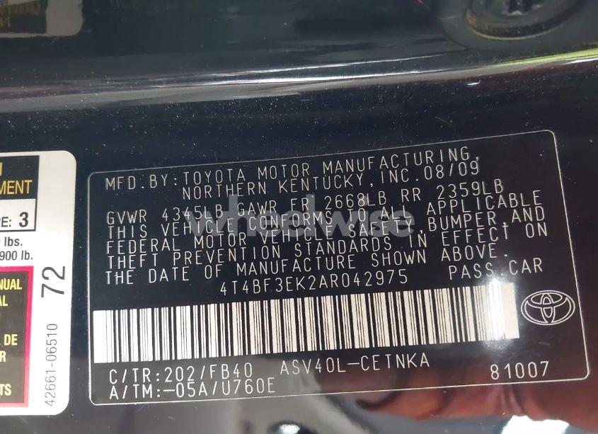 Photo 9 of 2010 Toyota Camry LE (VIN 4T4BF3EK2AR042975)