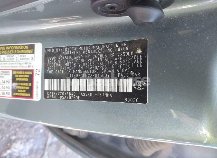 Photo 9 of 2010 Toyota Camry LE (VIN 4T4BF3EK2AR045004)