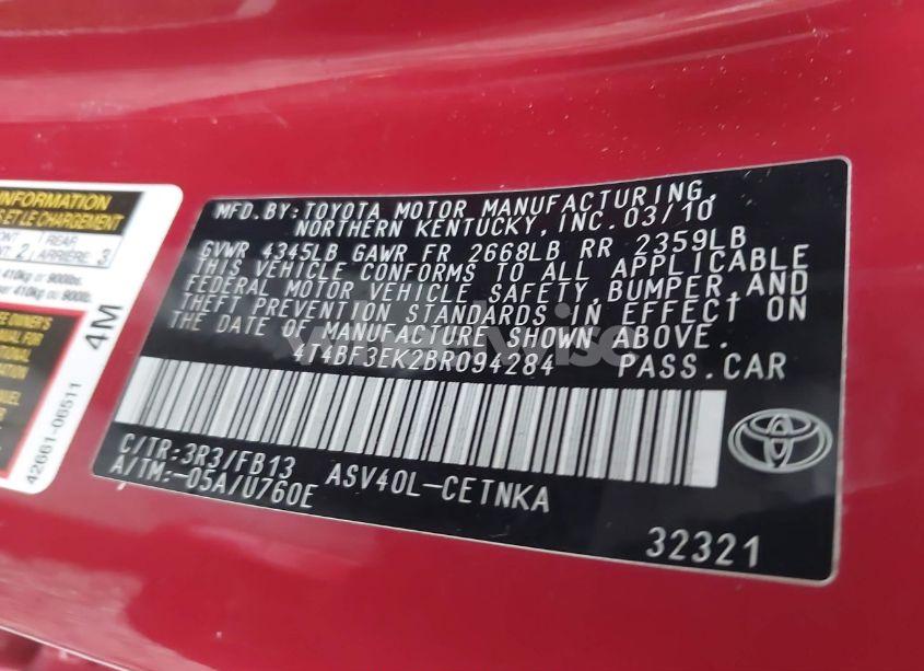 Photo 9 of 2011 Toyota Camry LE (VIN 4T4BF3EK2BR094284)