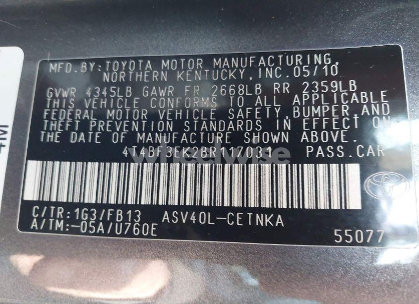 Photo 9 of 2011 Toyota Camry LE (VIN 4T4BF3EK2BR117031)