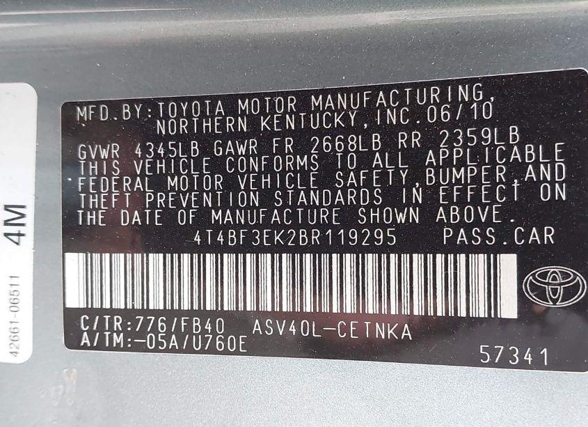 Photo 9 of 2011 Toyota Camry LE (VIN 4T4BF3EK2BR119295)