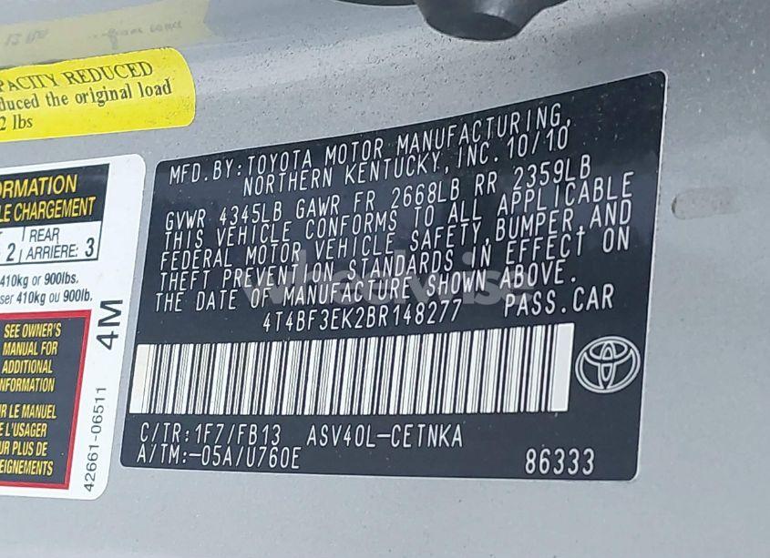 Photo 9 of 2011 Toyota Camry LE (VIN 4T4BF3EK2BR148277)