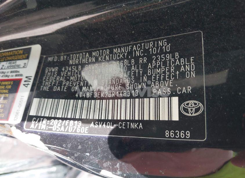 Photo 9 of 2011 Toyota Camry LE (VIN 4T4BF3EK2BR148313)
