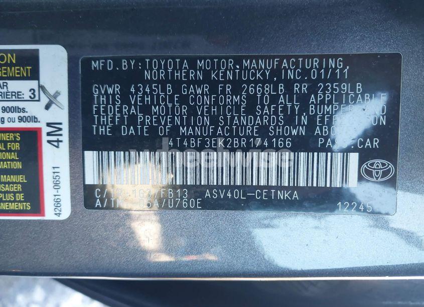 Photo 9 of 2011 Toyota Camry LE (VIN 4T4BF3EK2BR174166)