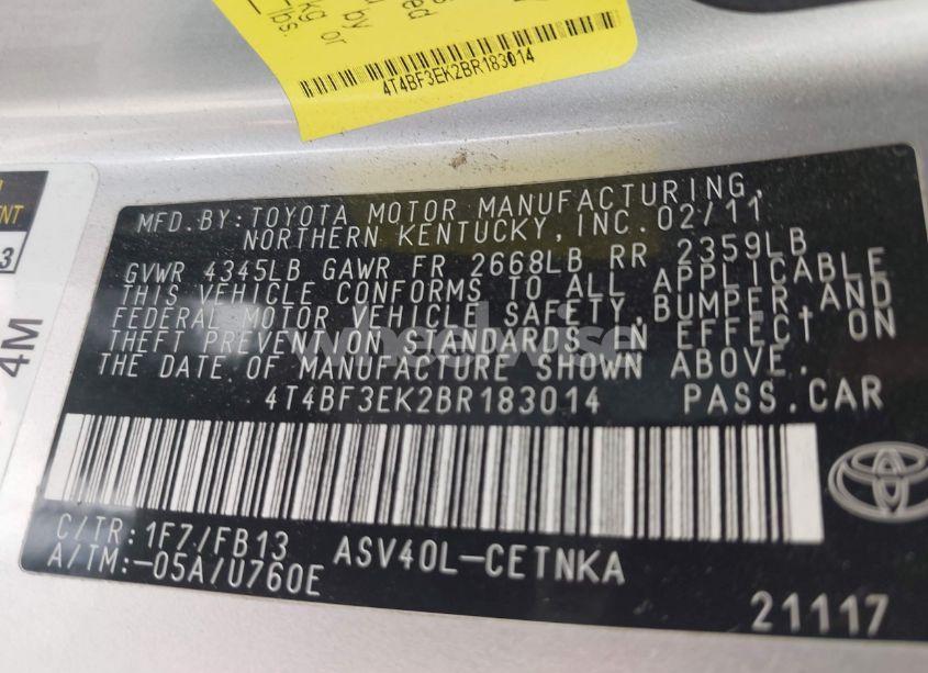 Photo 9 of 2011 Toyota Camry LE (VIN 4T4BF3EK2BR183014)