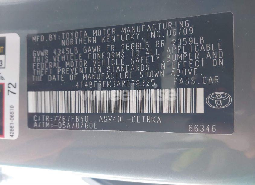 Photo 9 of 2010 Toyota Camry LE (VIN 4T4BF3EK3AR028325)