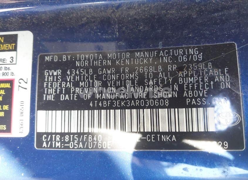 Photo 9 of 2010 Toyota Camry LE (VIN 4T4BF3EK3AR030608)