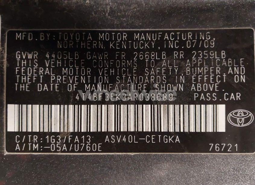 Photo 9 of 2010 Toyota Camry XLE (VIN 4T4BF3EK3AR038689)