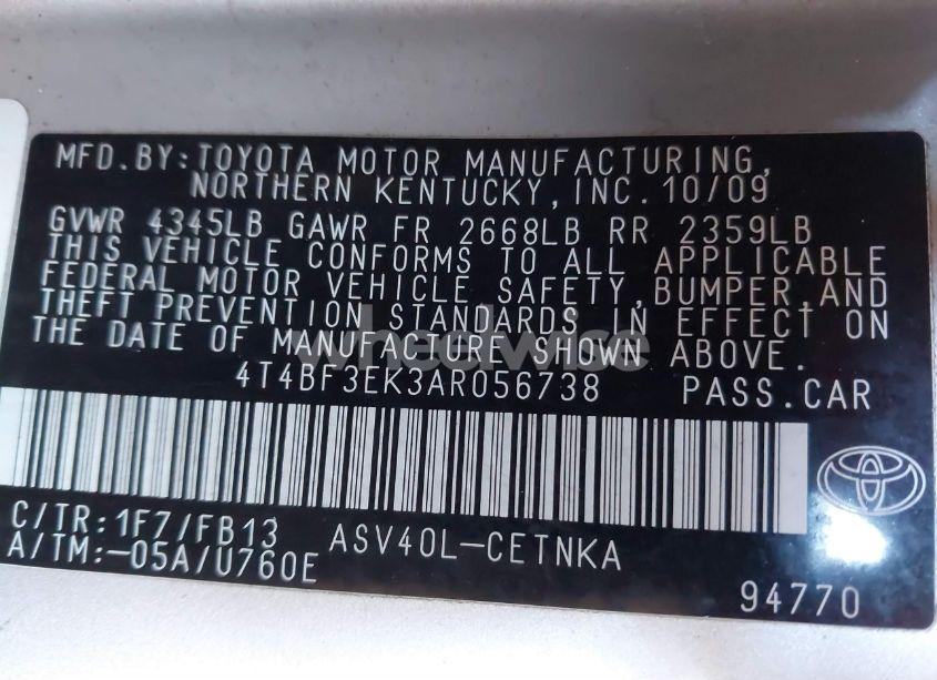 Photo 9 of 2010 Toyota Camry LE (VIN 4T4BF3EK3AR056738)