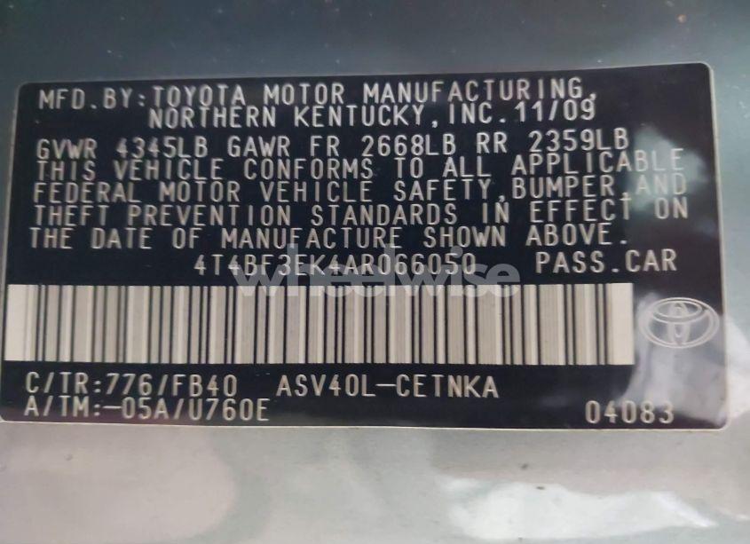 Photo 9 of 2010 Toyota Camry LE (VIN 4T4BF3EK4AR066050)