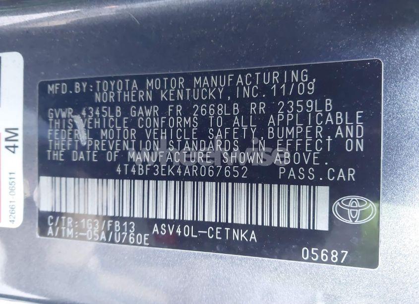 Photo 9 of 2010 Toyota Camry LE (VIN 4T4BF3EK4AR067652)