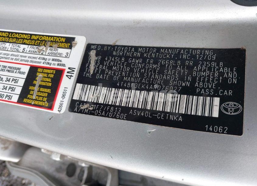 Photo 9 of 2010 Toyota Camry (VIN 4T4BF3EK4AR076027)