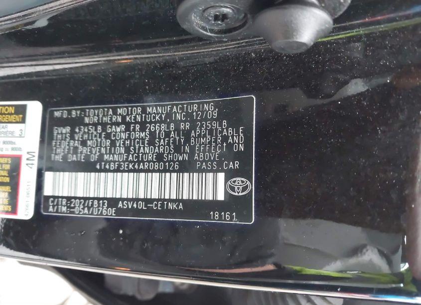 Photo 9 of 2010 Toyota Camry LE (VIN 4T4BF3EK4AR080126)
